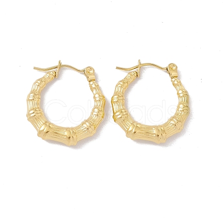 Ion Plating(IP) 304 Stainless Steel Bamboo Chunky Hoop Earrings for Women EJEW-I267-07G-1