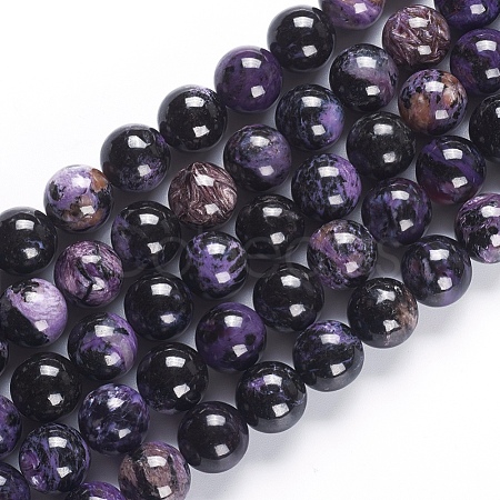 Natural Charoite Beads Strands G-E557-01-14mm-1