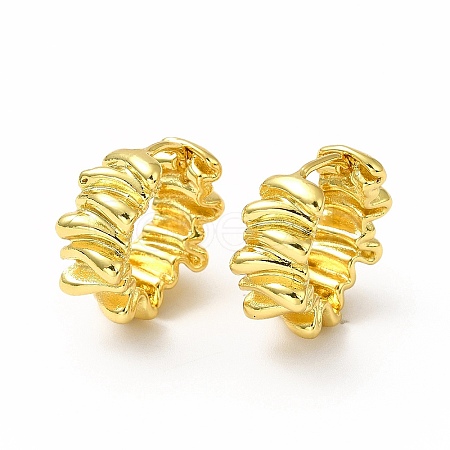 Rack Plating Brass Leaf Hoop Earrings for Women EJEW-H093-07G-1