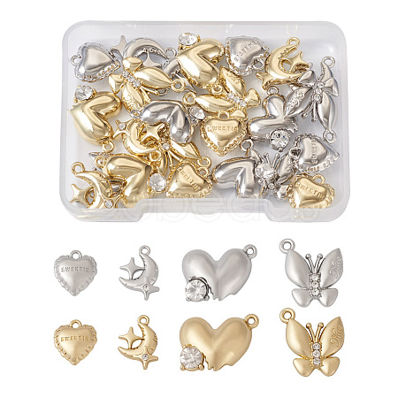 Spritewelry 32Pcs 8 Style Rack Plating Alloy Pendants FIND-SW0001-23-1