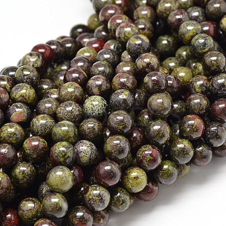 Natural Bloodstone Round Beads Strands X-G-P075-04-6mm-1