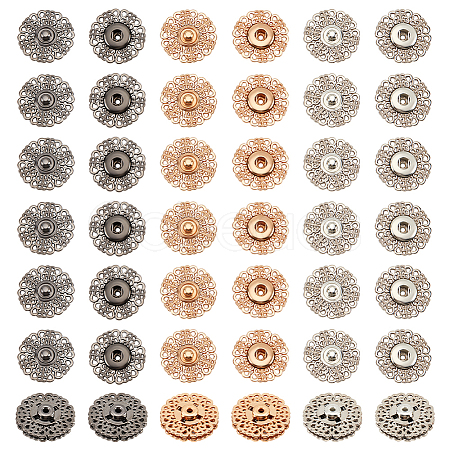  24Pcs 3 Colors Alloy & Brass Snap Buttons FIND-NB0003-69-1