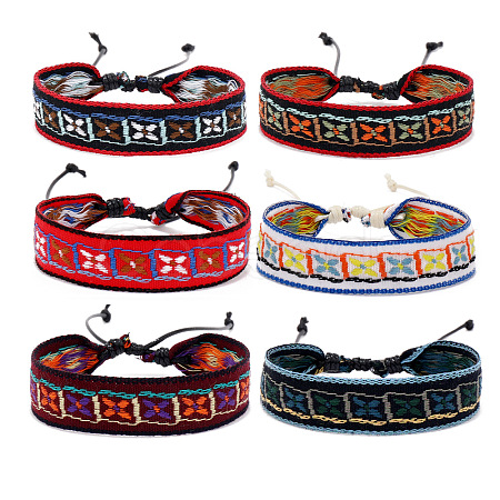 Cotton Flat Cord Bracelets Set PW-WG25250-03-1