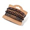 4Pcs 4 Styles PU Imitation Leather Braided Bracelets Sets, Wood Beaded Bracelets for Men, Anchor & Helm, Inner Diameter: 2-1/8~3-5/8 inch(5.3~9.3cm)