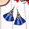 Tassel Earrings Ethnic Style Fringe Ear Drops Women's Ear Hooks, Blue, Platinum
