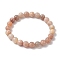 8mm Natural Sunstone Round Beaded Stretch Bracelets, Inner Diameter: 2-1/2 inch(6.5cm)