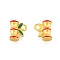 Alloy Enamel Charms, Matte Style, Bamboo Stick, Matte Gold Color, 12x10x5mm, Hole: 2mm