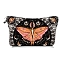 Butterfly Print Linen Cosmetic Zipper Pouches, Waterproof Clutch Bag, Toilet Bag for Women, PeachPuff, 22x13cm