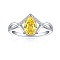 925 Sterling Silver Micro Pave Cubic Zirconia Plain Band Rings, Real Platinum Plated, Teardrop, Yellow, US Size 7(17.3mm)