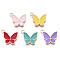 Alloy Enamel Pendants, Cadmium Free & Lead Free, Butterfly, Light Gold, Mixed Color, 15x17x2mm, Hole: 1.6mm