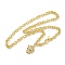 Brass Micro Pave Cubic Zirconia Leopard Pendant Cable Chain Necklaces, Real 18K Gold Plated, Clear, 19.69 inch(50cm)