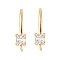 Rack Plating Brass Cubic Zirconia Earring Hooks, Cadmium Free & Lead Free, Long-Lasting Plated, Real 18K Gold Plated, 18x5mm, Hole: 1.5mm, Pin: 16x1mm