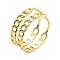 304 Stainless Steel Curb Chains Shape Open Cuff Ring for Women, Real 14K Gold Plated, Inner Diameter: 17mm