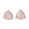 Natural Rose Quartz Chandelier Component Link, with Brass Findings, Faceted, Triangle, Golden, 27x29x4.5mm, Hole: 1.6mm