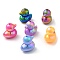 UV Plating Opaque Acrylic Beads, Iridescent, Duck, Mixed Color, 22x16x21.5mm, Hole: 2mm