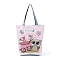 Polyester Printed Shoulder Bags, Rectangle with Owl Pattern, Pink, 37x35x8cm