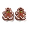 Christmas Gingerbread Man Silicone Beads, Coconut Brown, 28x24x9mm, Hole: 2mm