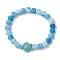 Dyed Natural Weathered Agate Round Beaded Stretch Bracelets, Synthetic Turquoise Turtle Bracelet, Blue, Inner Diameter: 2-1/8 inch(5.5cm)