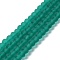 Transparent Glass Beads Strands, Faceted, Frosted, Rondelle, Teal, 4mm, Hole: 1mm, about 113~115pcs/strand, 41~41.5cm