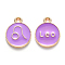 Alloy Enamel Pendants, Cadmium Free & Lead Free, Flat Round with Constellation, Light Gold, Medium Purple, Leo, 15x12x2mm, Hole: 1.5mm