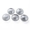 Transparent Handmade Blown Glass Globe Beads, Stripe Pattern, Flat Round, Dark Gray, 20~21x13~14mm, Hole: 1~2mm