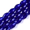 Transparent Glass Beads Strands, Faceted, Oval, Dark Blue, 8x5.5mm, Hole: 1mm, about 70pcs/strand, 22.2~22.64''(55.5~57.5cm)