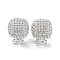 Square Brass Micro Pave Cubic Zirconia Stud Earrings Finding, with Horizontal Loops, Cadmium Free & Lead Free, Platinum, 16x13.5mm, Hole: 1.6mm, Pin: 0.8mm