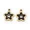 Ion Plating(IP) 316 Surgical Stainless Steel Charms, with Enamel, Star Charm, Real 18K Gold Plated, Black, 15x13x2mm, Hole: 1.6mm