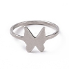 201 Stainless Steel Butterfly Finger Ring for Women RJEW-J051-29P-2