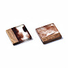 Transparent Resin & Walnut Wood Pendants RESI-T035-31B-3