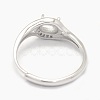 925 Sterling Silver Rhinestone Claw Finger Ring Components STER-E061-48P-4