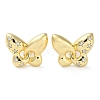 Butterfly with Star Rack Plating Brass Micro Pave Clear Cubic Zirconia Stud Earrings for Women EJEW-A045-06G-2