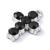 Rack Plating Alloy with Black Rhinestone Pendants FIND-Z051-04P-03-2