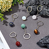 DELORIGIN 6Pcs 6 Styles Round Natural & Synthetic Gemstone Pendant Keychain KEYC-DR0001-02-4