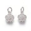 Brass Micro Pave Cubic Zirconia Charms ZIRC-J021-10-RS-2