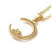 Golden Brass Crescent Moon Pendant Necklace with Rhinestone NJEW-Z015-01D-G-4