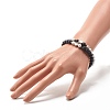 2Pcs 2 Style Natural Howlite & Lava Rock Round Beaded Stretch Bracelets Set with Yin Yang BJEW-JB07644-4