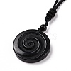 Adjustable Natural Mixed Gemstone Vortex Pendant Necklace with Nylon Cord for Women NJEW-L171-05-4