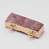 Dyed Natural Druzy Crystal Rectangle Pendants G-L392-03A-2