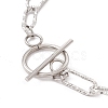 304 Stainless Steel Textured Paperclip Chains Necklace for Women NJEW-P263-02P-3