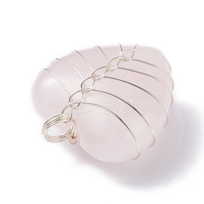 Natural Rose Quartz Pendants PALLOY-JF01283-01-1