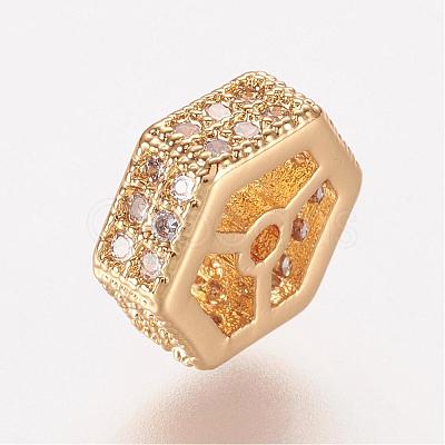 Brass Micro Pave Cubic Zirconia Beads ZIRC-K063-32-1