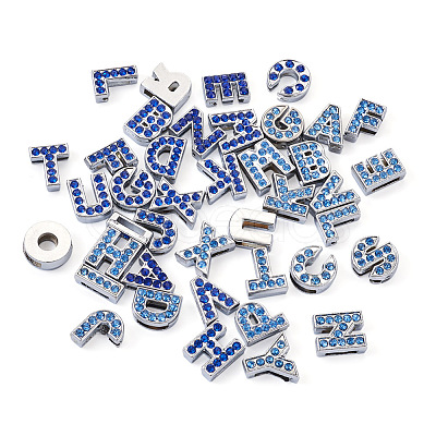 52Pcs 2 Colors Alloy Rhinestone Slide Charms ALRI-TA0001-14-1