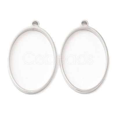 Non-Tarnish 304 Stainless Steel Open Back Bezel Oval Pendants STAS-Z040-05P-1