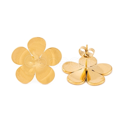 Ion Plating(IP) Flower 304 Stainless Steel Stud Earrings for Women EJEW-L272-031G-01-1