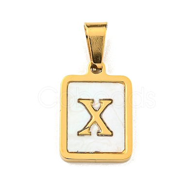 PVD Vacuum Plating 304 Stainless Steel Pave Natural White Shell Pendants STAS-S130-03G-X-1