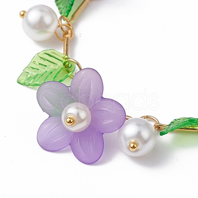 Acrylic Flower & Glass Pearl Charm Bracelets BJEW-JB10054-03-1