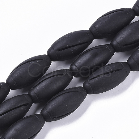 Natural Black Stone Beads Strands G-S364-022B-1