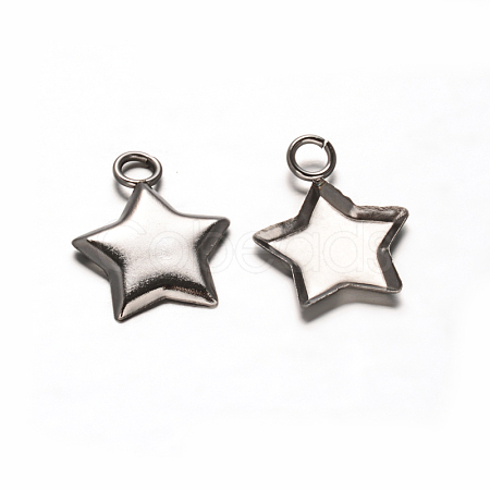 Star 201 Stainless Steel Pendant Cabochon Settings X-STAS-D111-19-1