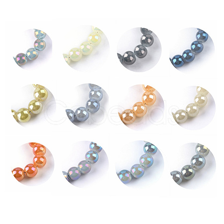 Electroplate Glass Beads Strands EGLA-Q062-6mm-E-M-1
